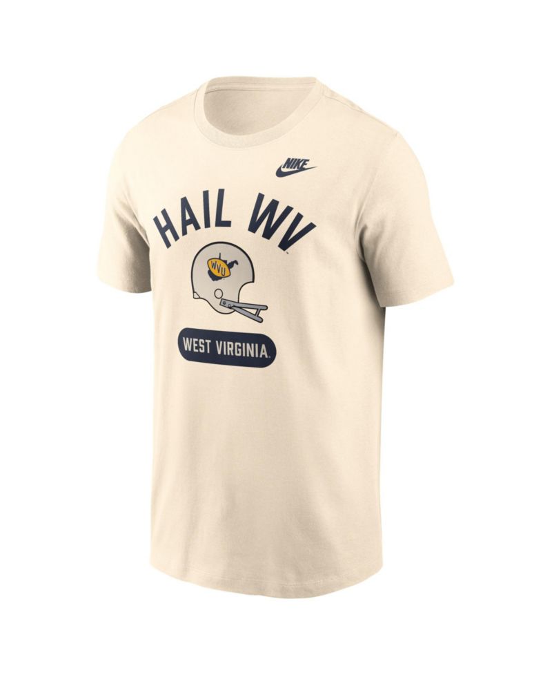 Men's Natural West Virginia Mountaineers Legacy Arch Helmet T-Shirt
