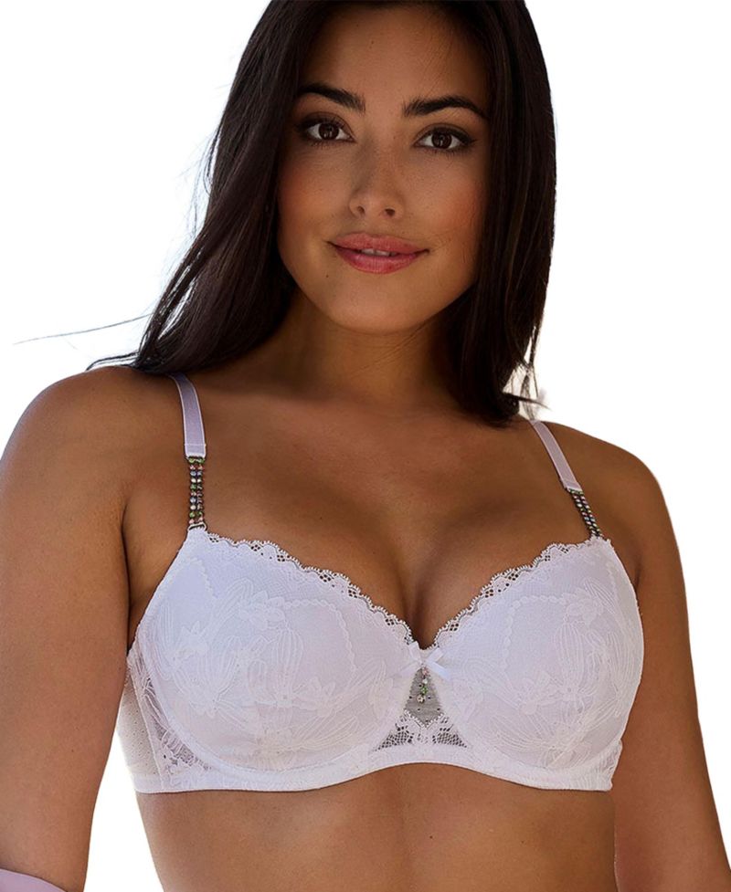 Women's Rhinestone Lace Underwire Push-Up Bra