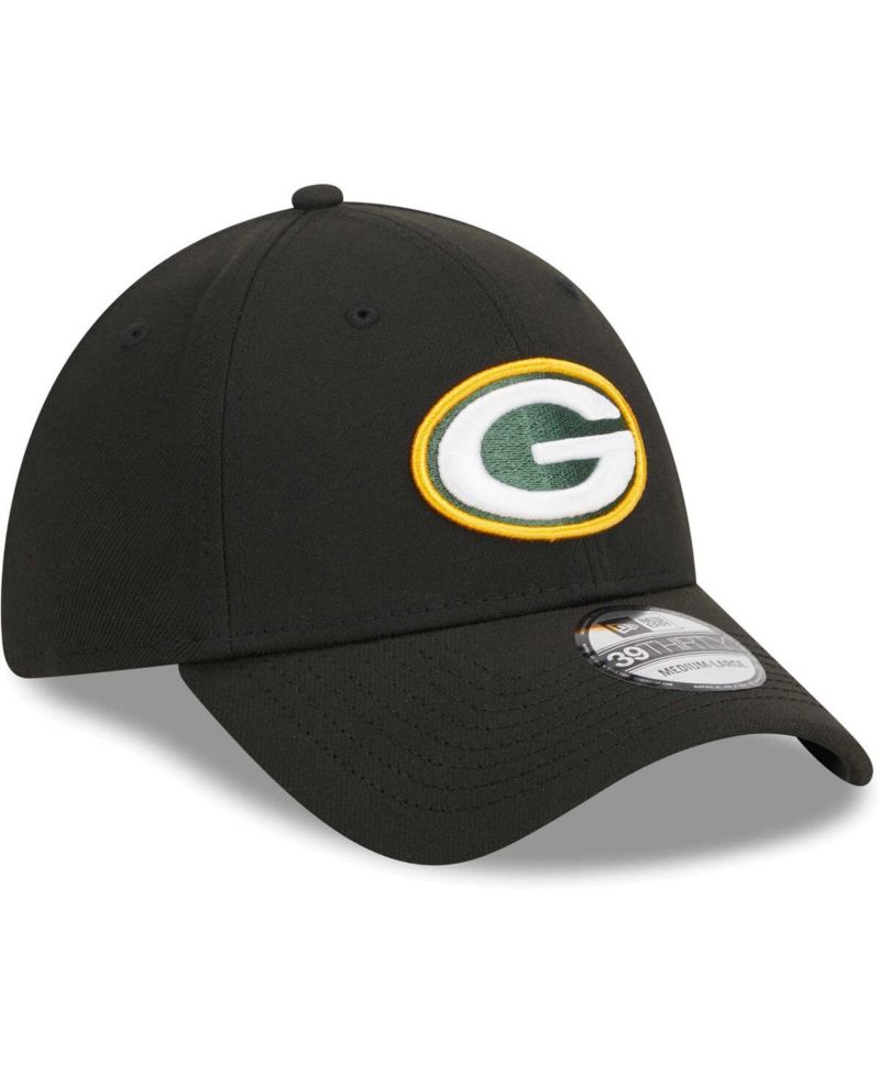 Men's Black Green Bay Packers Main 39THIRTY Flex Hat