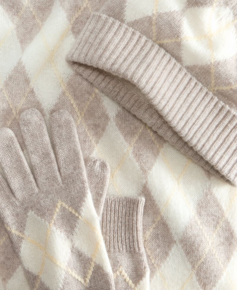 Argyle Cashmere Scarf, Hat & Gloves Box Set