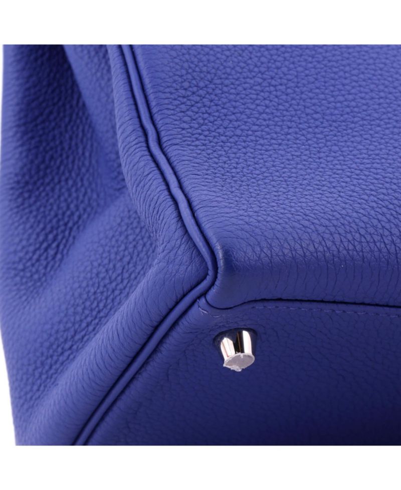 Pre-Owned Hermes Kelly 28 Handbag Blue Togo with Palladium Hardware