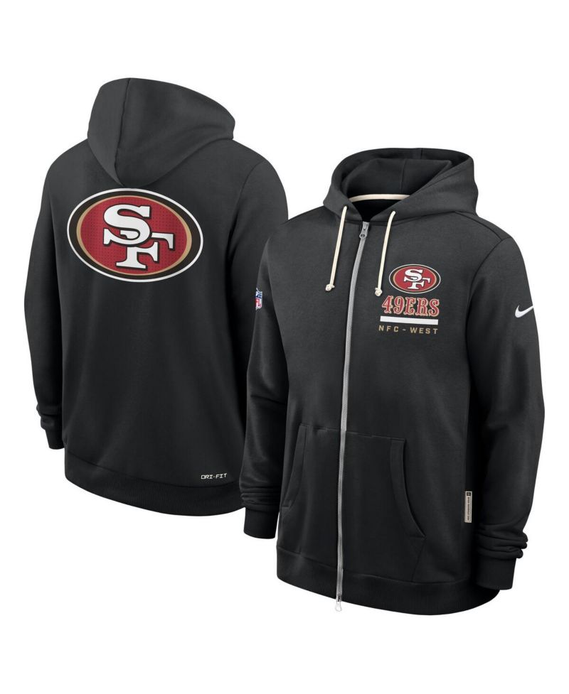 Men's Black San Francisco 49ers Sideline Utility Player Performance Full-Zip Hoodie
