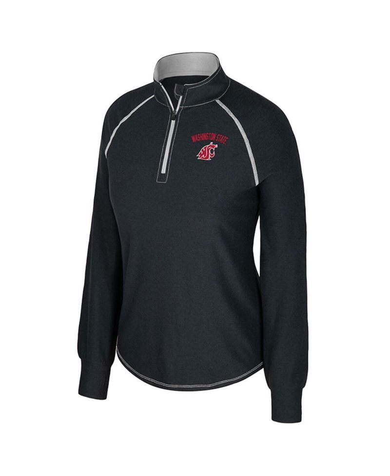 Women's Black Washington State Cougars Bikram Raglan Quarter-Zip Top
