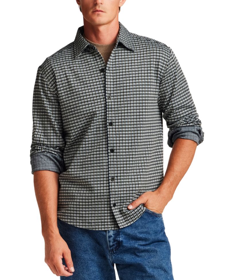 Men's Knit Check Long-Sleeve Shirt