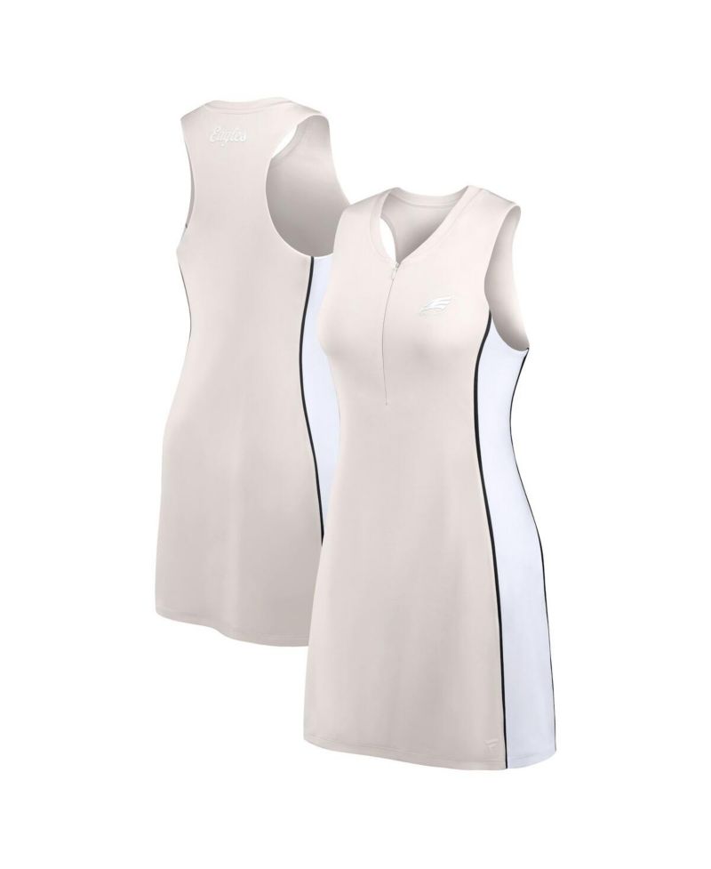 Women's Cream Philadelphia Eagles Studio Boost Athletic Half-Zip Dress