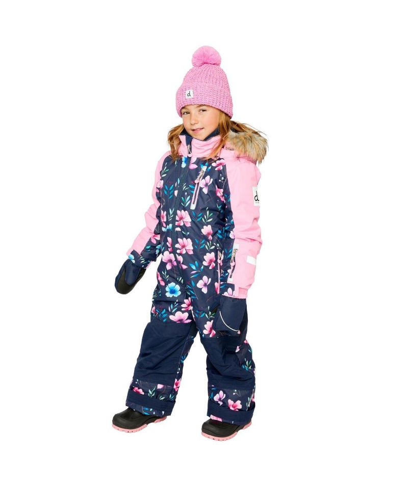 Little and Big Girl ( 6 to 14 ) One Piece Play Snowsuit Floral Print