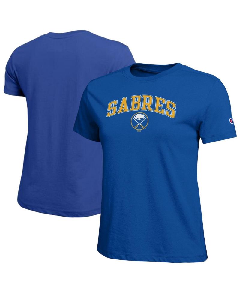 Women's Royal Buffalo Sabres Arch Mascot Logo T-Shirt