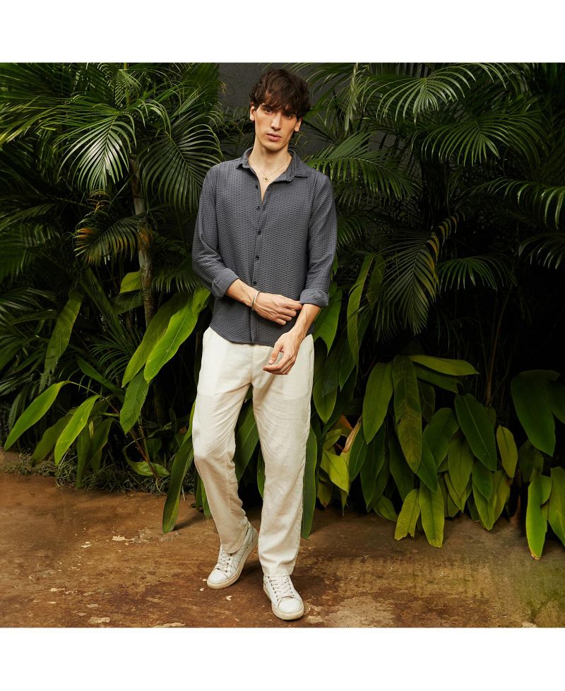 Men's Space Grey Hive-Textured Shirt