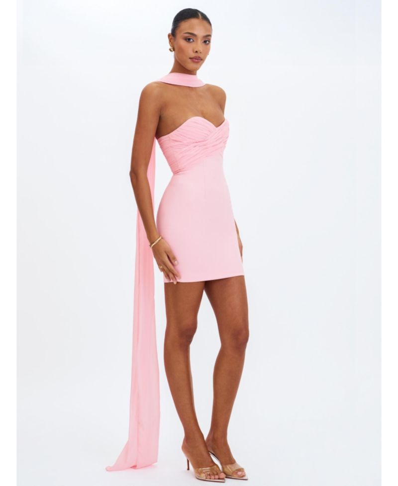 Women's Olivia Rose Pink Strapless Crossover Mini Dress