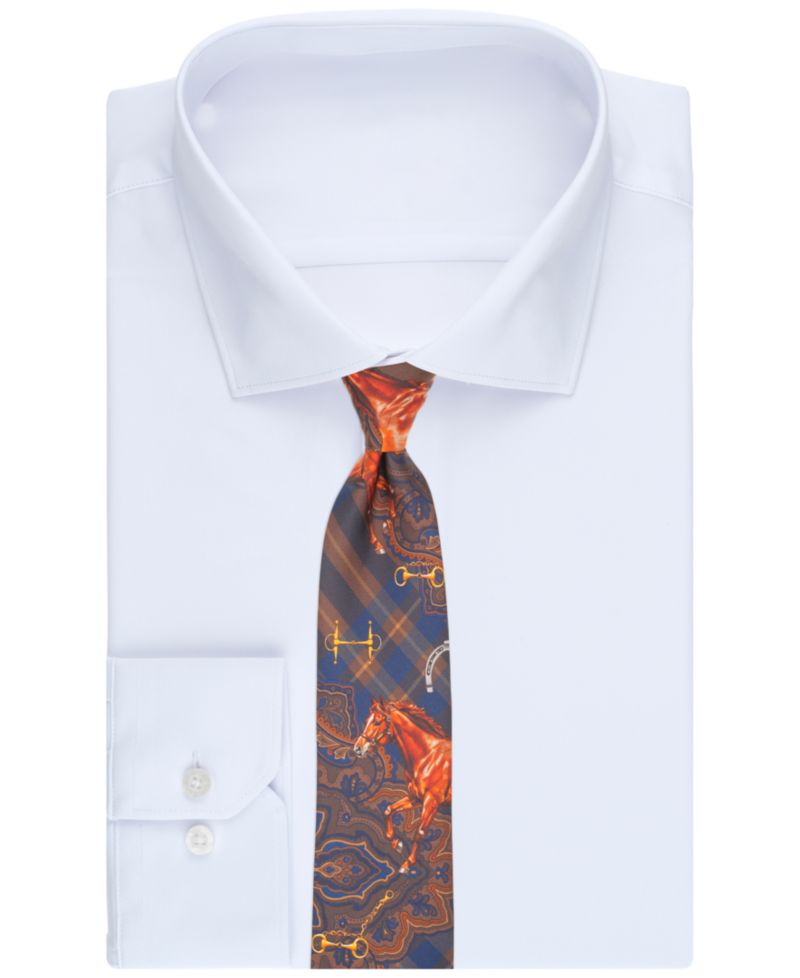 Men's Equestrian Royal Print Silk Tie