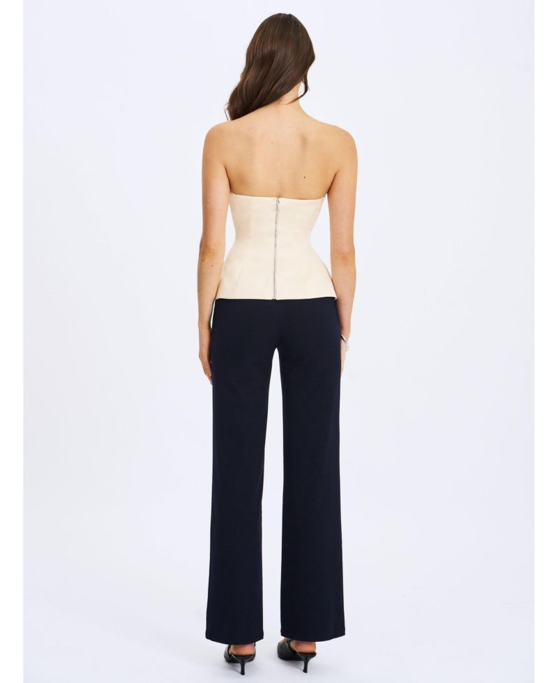 Women Yanin Navy Low-Rise Straight Leg Pants
