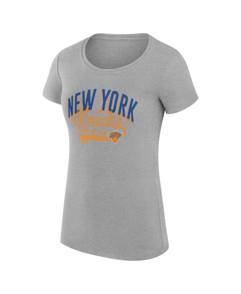 Women's Heather Gray New York Knicks Super-Slim Fit Lightweight Filigree Logo T-Shirt