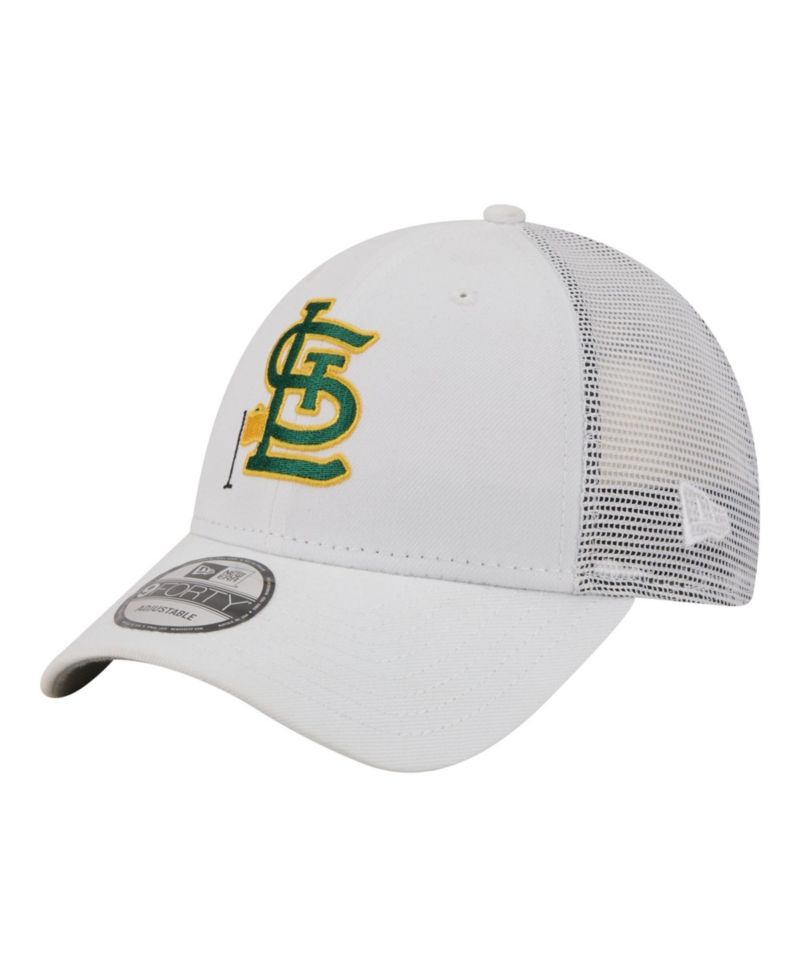 Men's White St. Louis Cardinals Flag 9FORTY Trucker Adjustable Hat