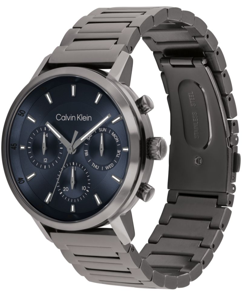 Men's Gauge Ionic Plated Gray Steel Bracelet Watch, 41mm
