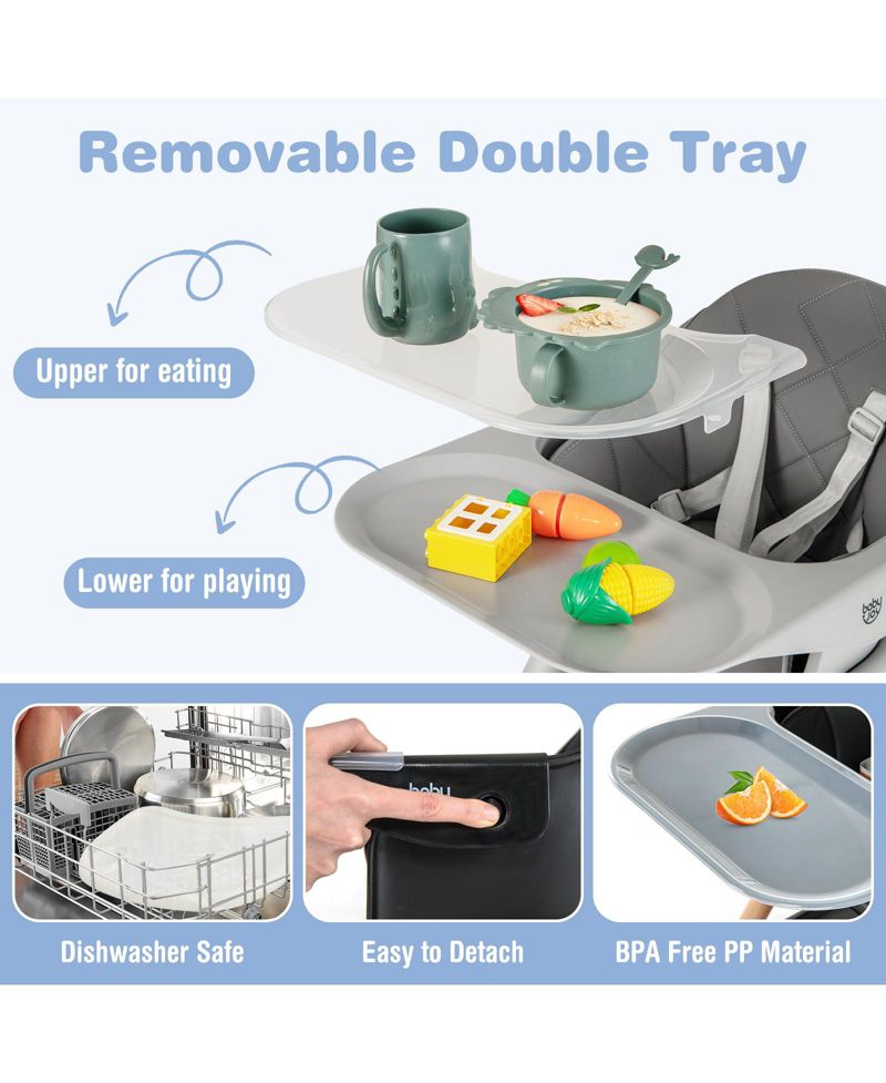 6-in-1 Convertible High Chair with Harness and Removable Tray