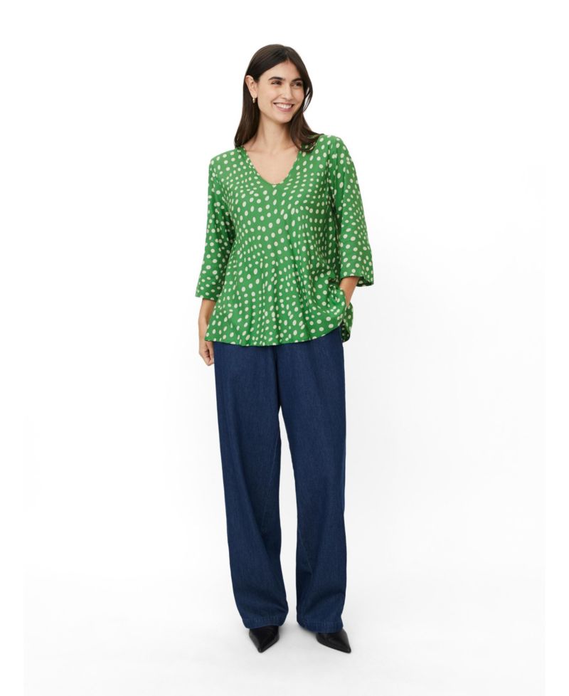 Women's MaKatacia V-Neck 3/4-Sleeve Polka-Dot Blouse