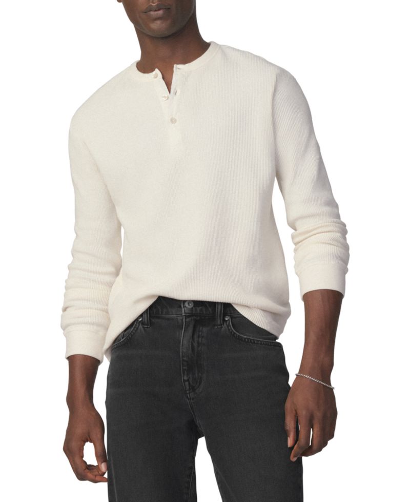Men's Long-Sleeve Henley Waffle T-Shirt