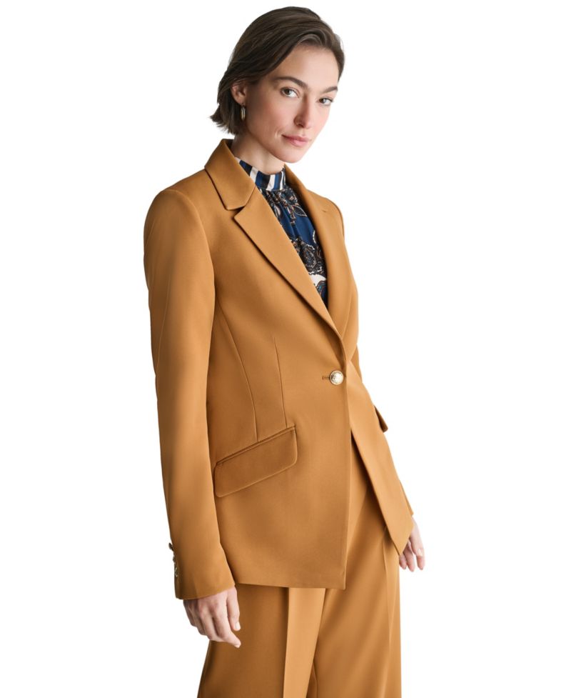 Women's Shoulder-Padded Single-Breasted One Button Blazer