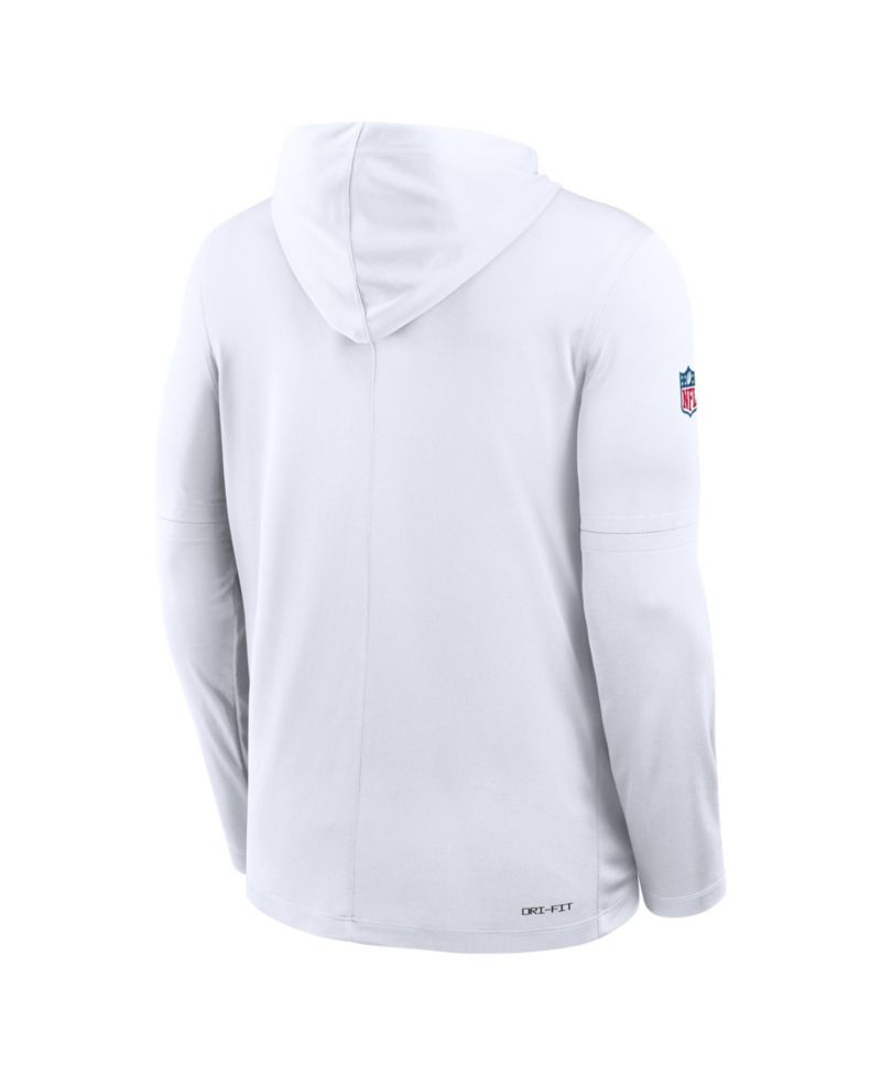 Men's White Kansas City Chiefs Sideline Pure Fury Performance Long Sleeve Hoodie T-Shirt
