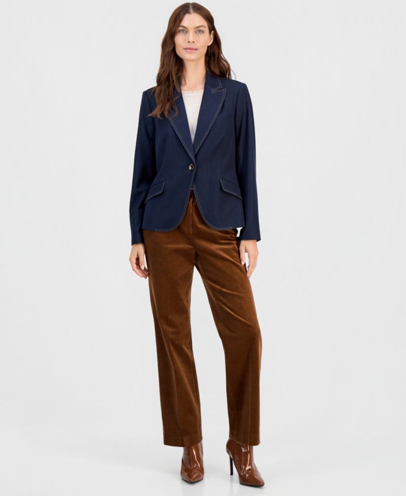 Women's Denim Single-Button Blazer