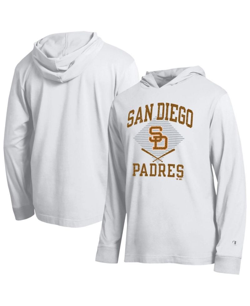 Men's White San Diego Padres Cooperstown Hooded Long-Sleeve T-Shirt