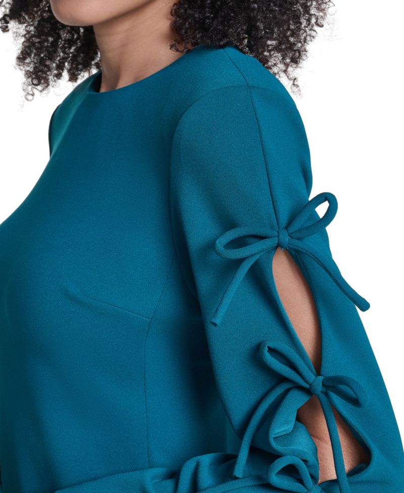 Women's Scuba Crepe A-Line Bow Detail Dress