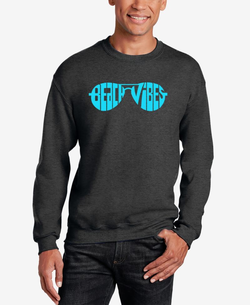 Men's Beach Vibes Word Art Crewneck Sweatshirt