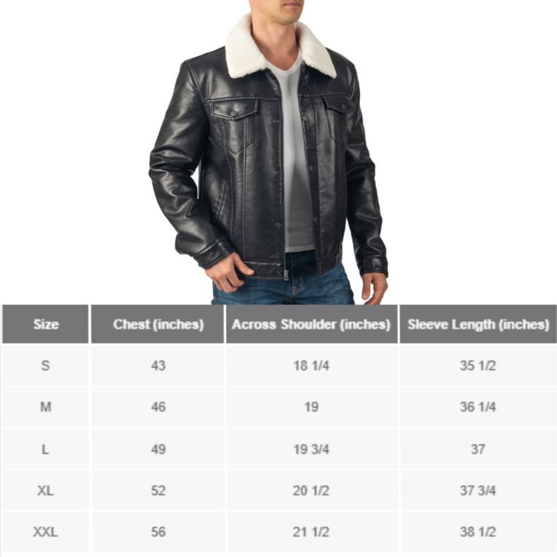 Men's Aaron Fitted Trucker Jacket Sherpa Collar Faux Leather Casual Coat