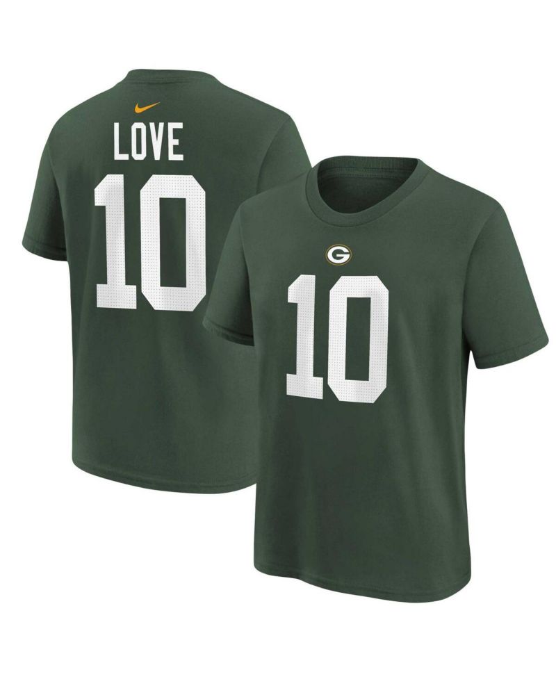 Big Boys Jordan Love Green Green Bay Packers Player Name and Number T-shirt
