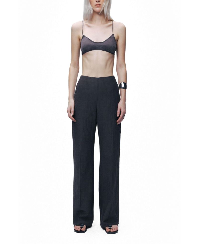 Women's High-Waisted Wide-Leg Pull-On Cotton-Blend Pants
