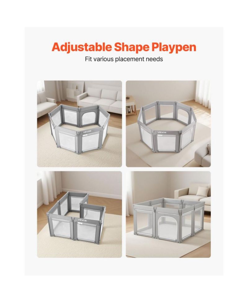 Baby Playpen with Soft Mesh Sides, Foldable Toddler Activity Center for Indoor and Outdoor Use
