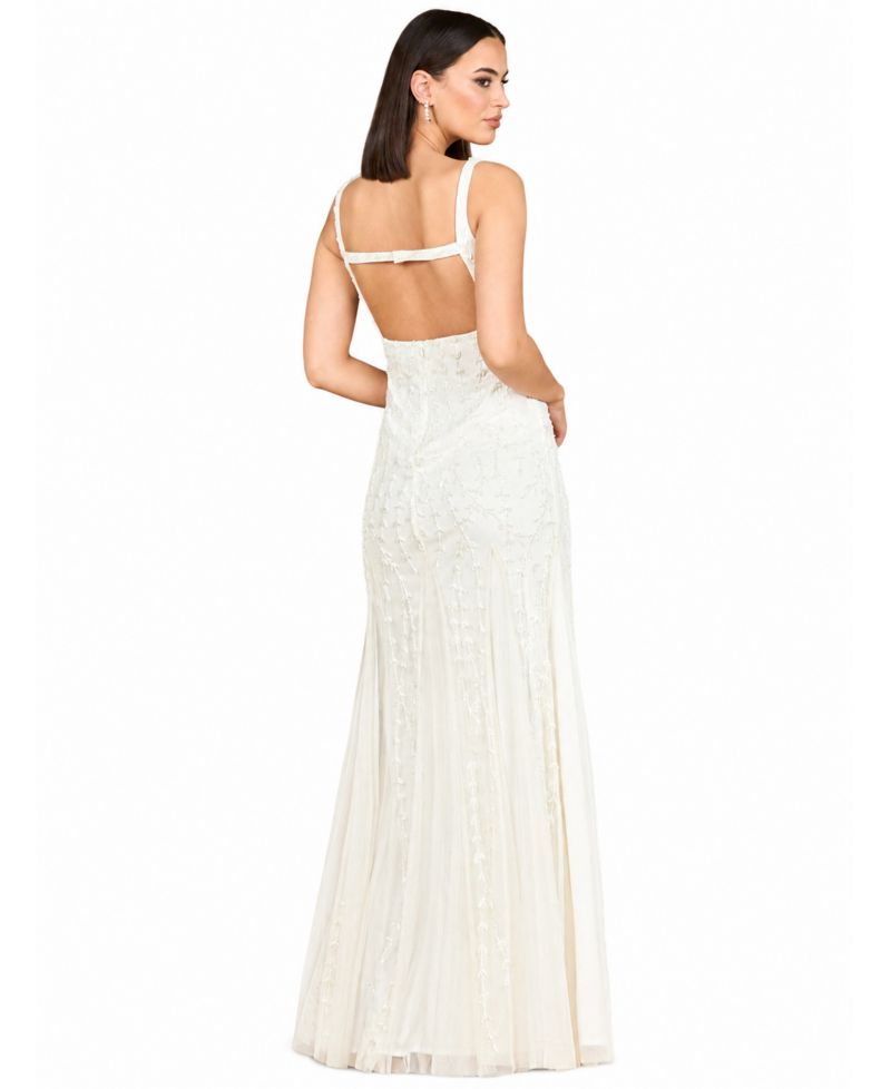 Women's Beaded Bridal Gown with Godets