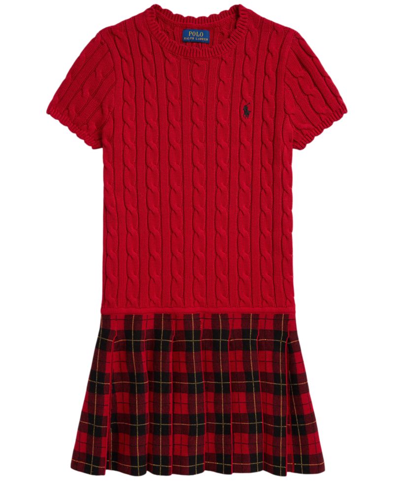 Girls' 7-16 Plaid-Skirt Sweater Dress
