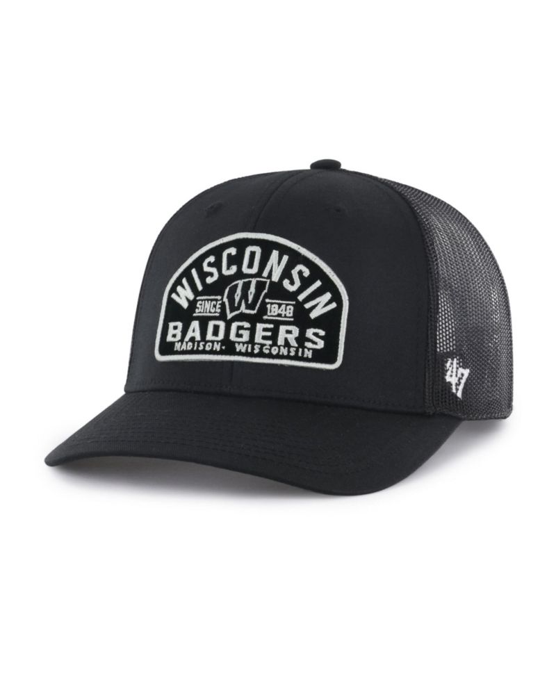 Men's '47 Black Wisconsin Badgers Leland Trucker Adjustable Hat