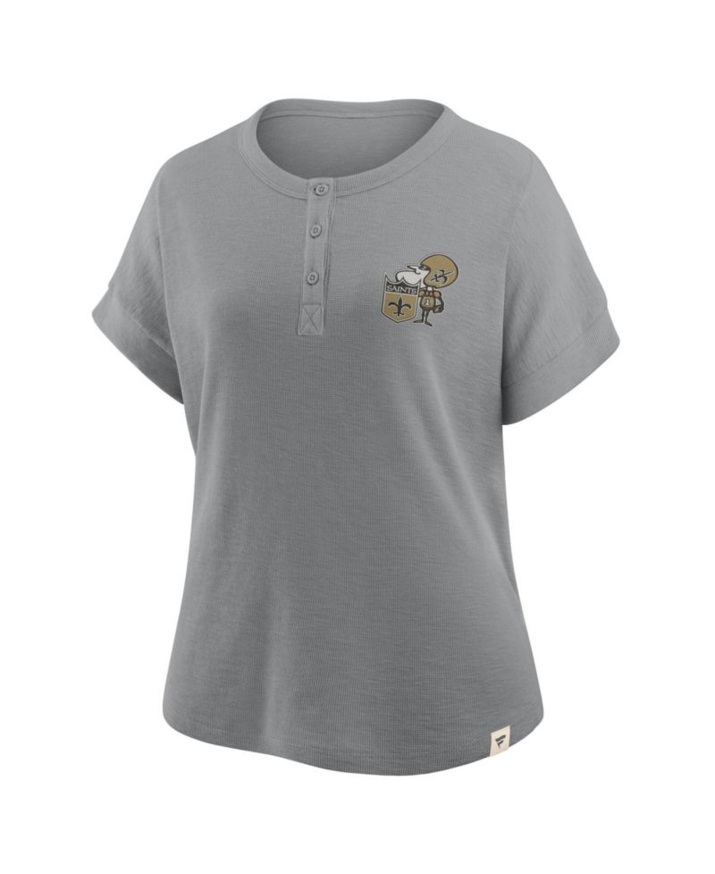Women's New Orleans Saints Oversized French-Slub Henley Shirt