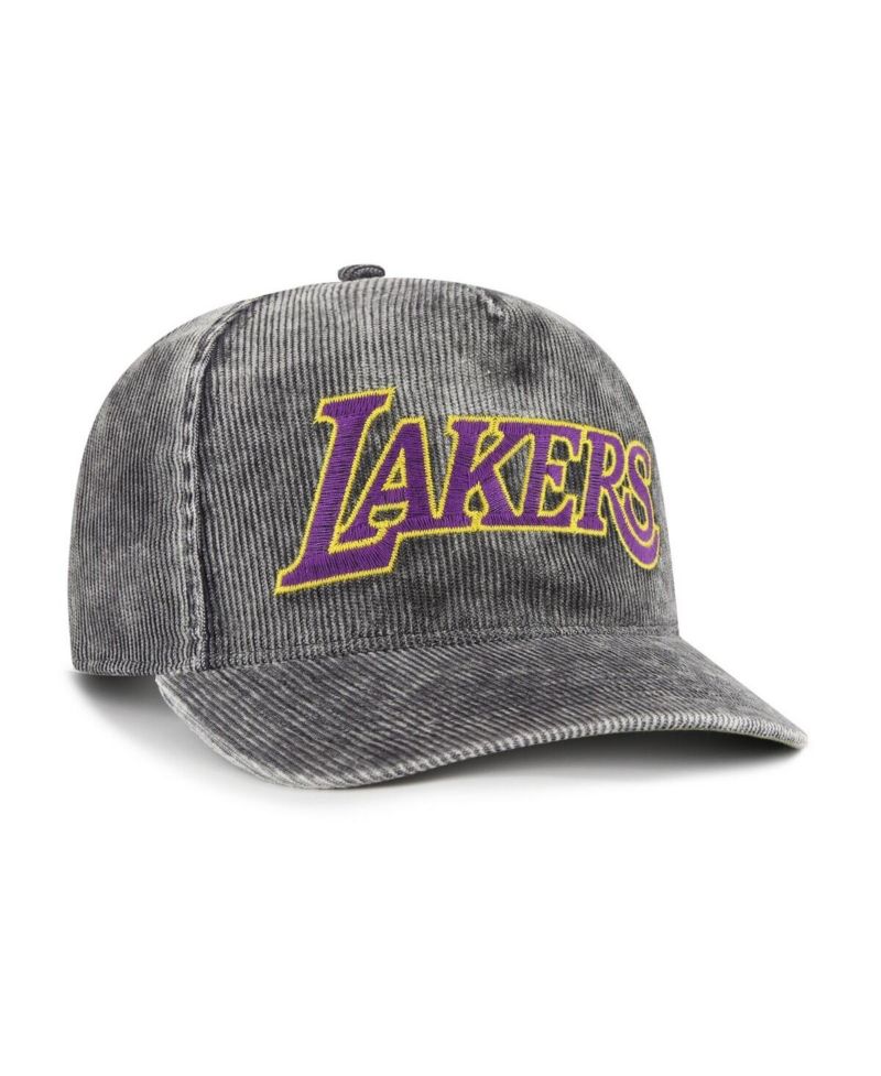 Men's Charcoal Los Angeles Lakers Reclaim Snow Wash Corduroy Adjustable Hitch Hat
