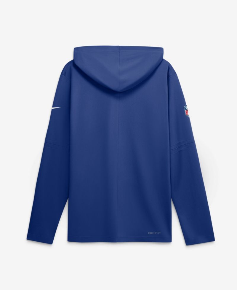 Men's Royal New York Giants Sideline Lightweight Long Sleeve Hooded Dri-FIT T-Shirt