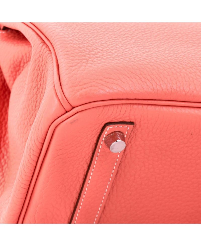 Pre-Owned Hermes Birkin 30 Handbag Pink Clemence with Palladium Hardware