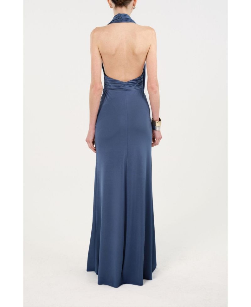 Women's Draped Halter Neck Maxi Dress