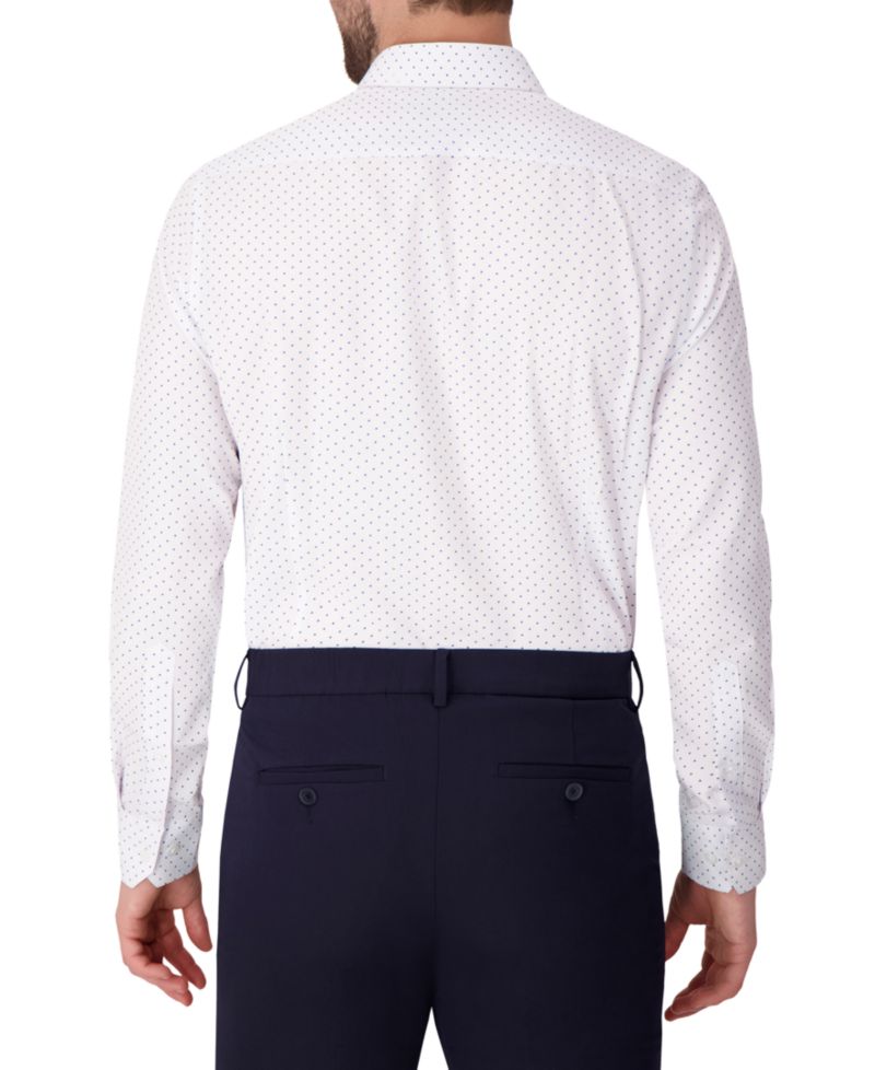 Men's Long Sleeve 4-Way Dot Print Dress Shirt