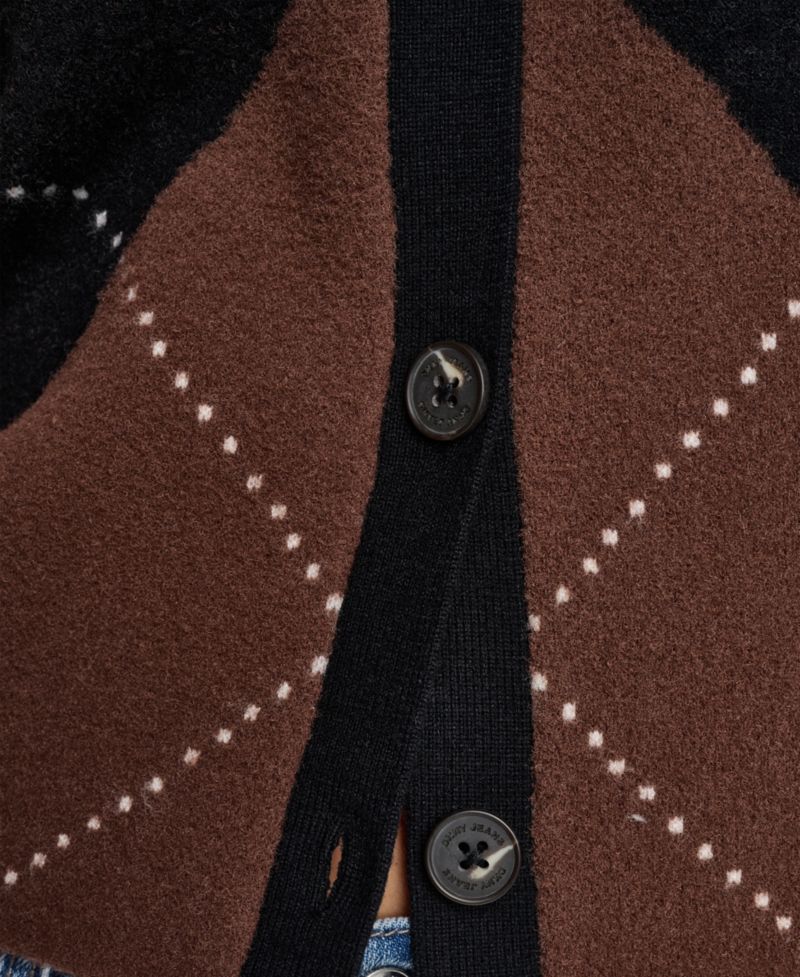 Petite Argyle Collared Cardigan