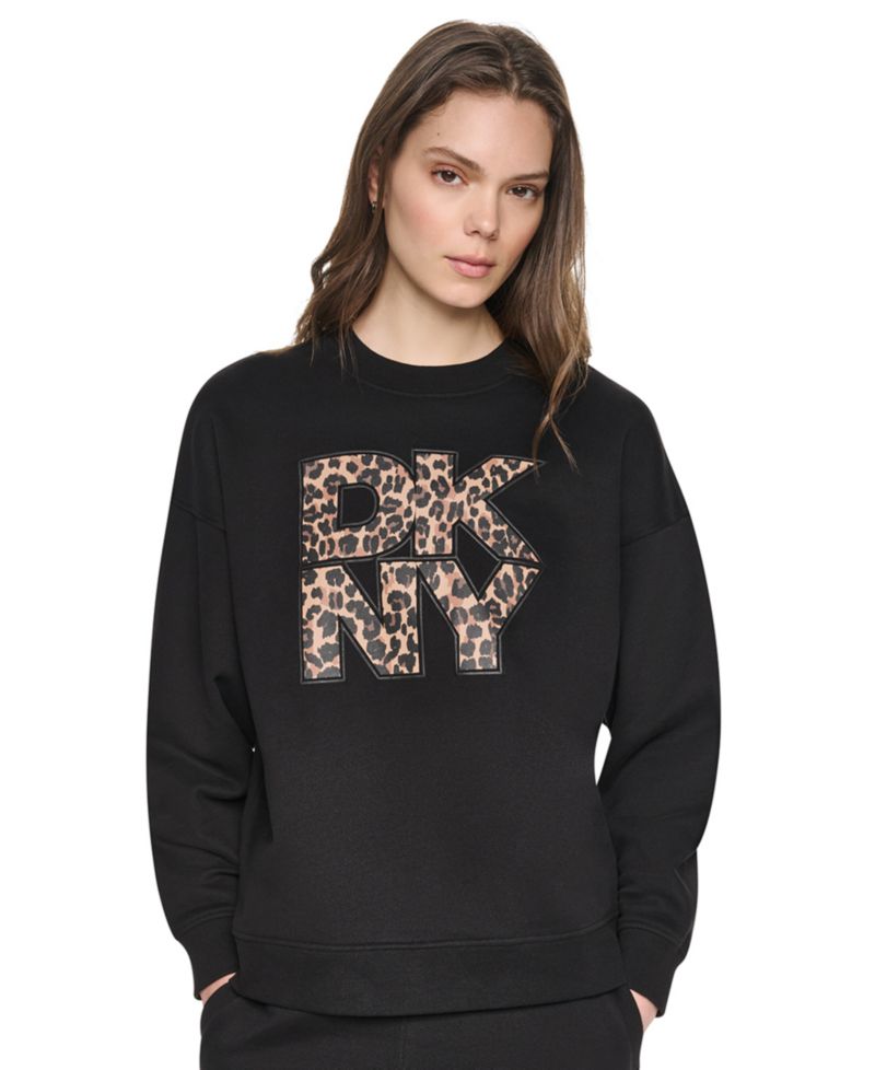 Women's Stacked Puff Outline Graphic Crewneck Pullover Sweatshirt
