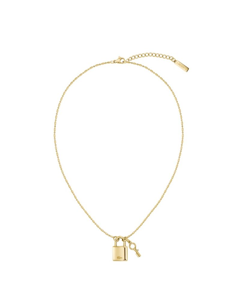 Women's Symbol Gold-Tone Stainless Steel Lock and Key Necklace