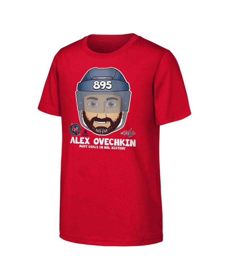 Big Boys and Girls Alexander Ovechkin Red Washington Capitals NHL All-Time Leading Goal Scorer Emoji T-Shirt