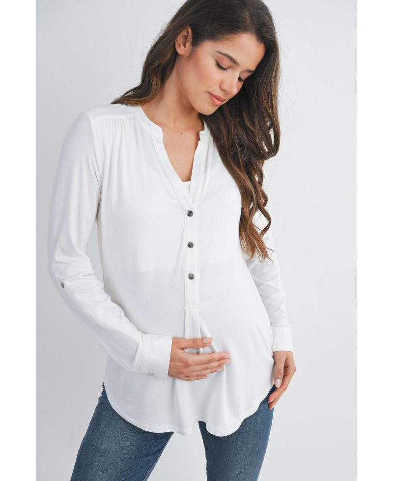 Maternity Henley V Neck Nursing Top