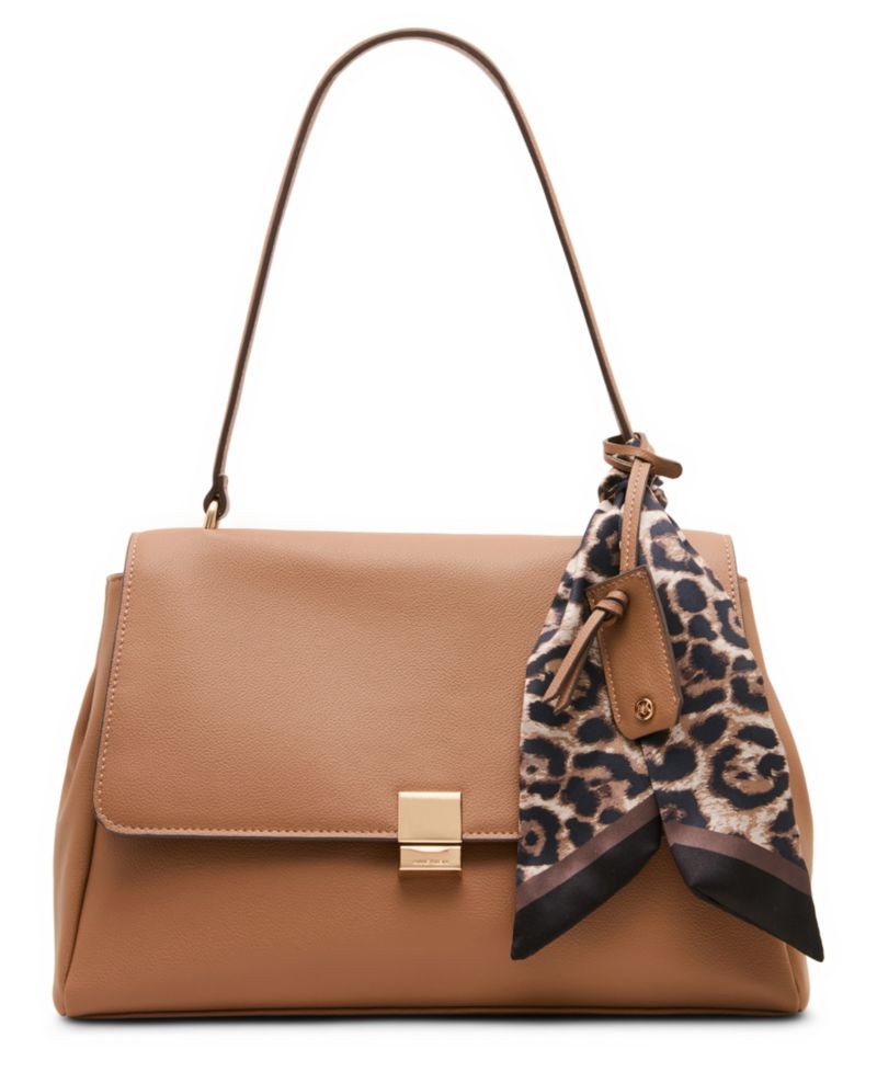 Flap with Scarf Medium Shoulder Handbag