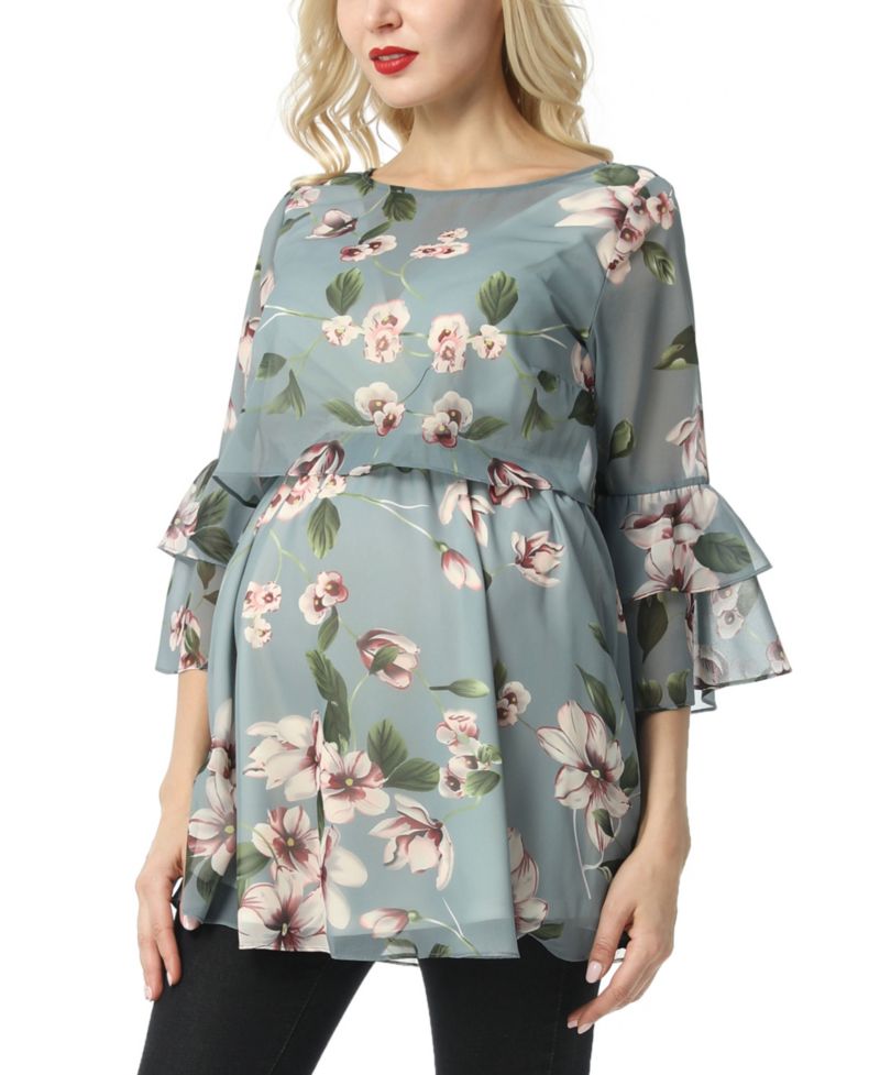 Women's Floral Print Chiffon Nursing Blouse
