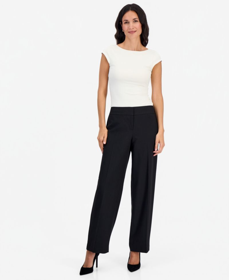Women's Peak Lapel Wide-Leg Classic Fit Jacket and Pants, 2-Piece Set