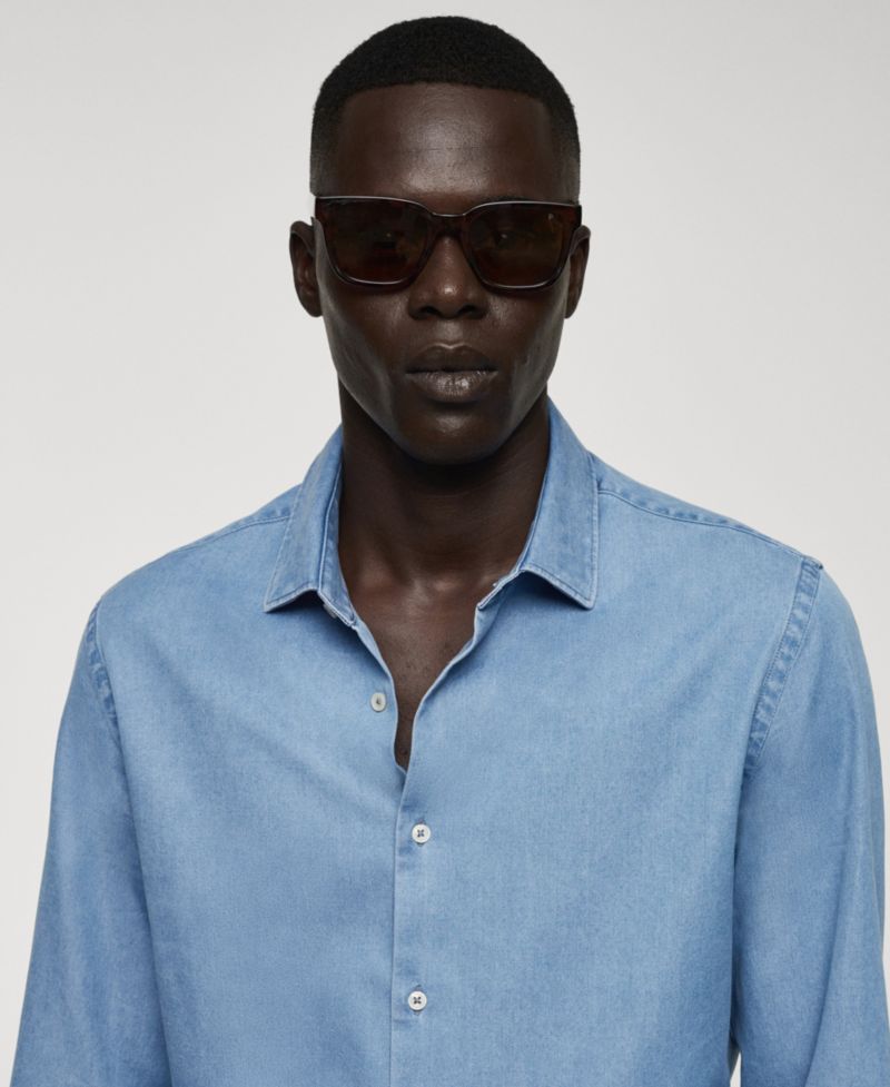 Men's Regular-Fit Cotton Chambray Shirt