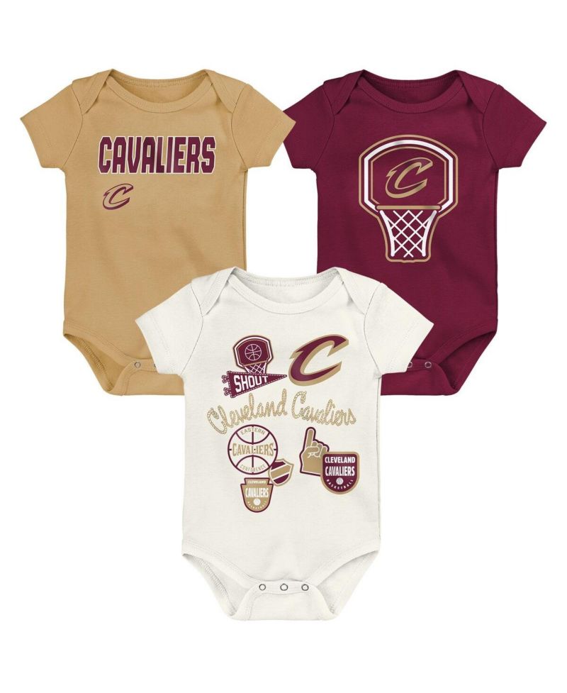 Baby Boys and Girls 3-Pack Cleveland Cavaliers Littlest Player Bodysuit Set